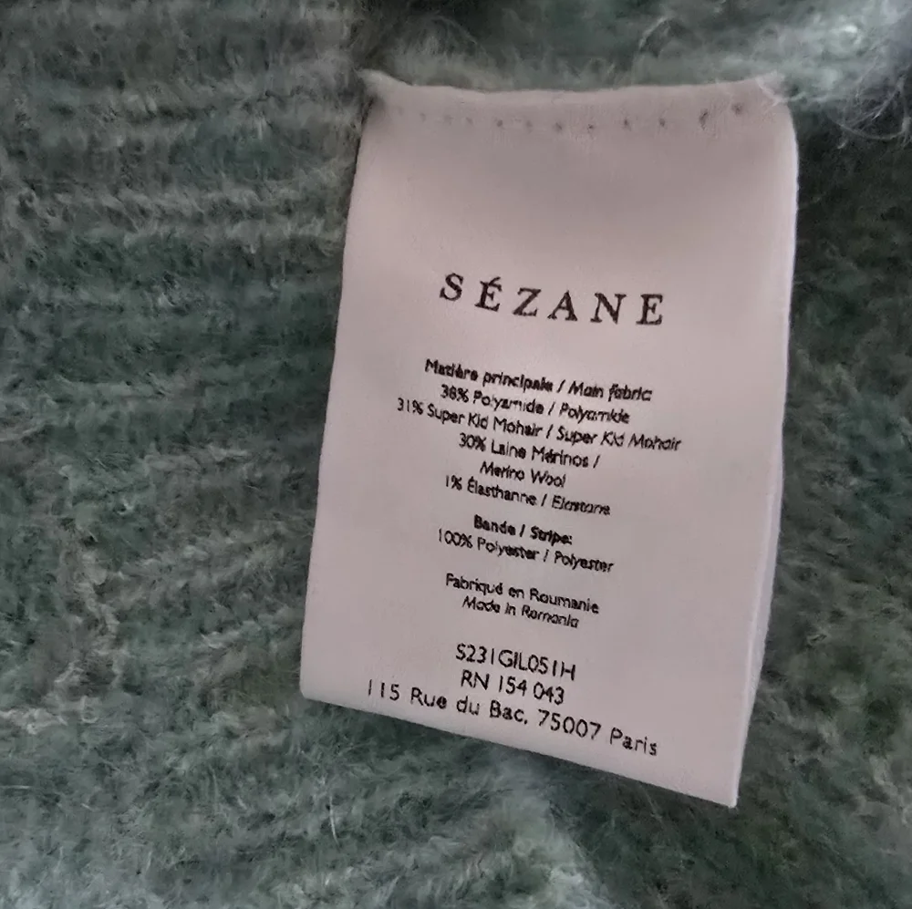 LA MAILLE SÉZANE Amance Fancy Knit Mohair Sea Green Mint Cardigan Large - Picture 9 of 13